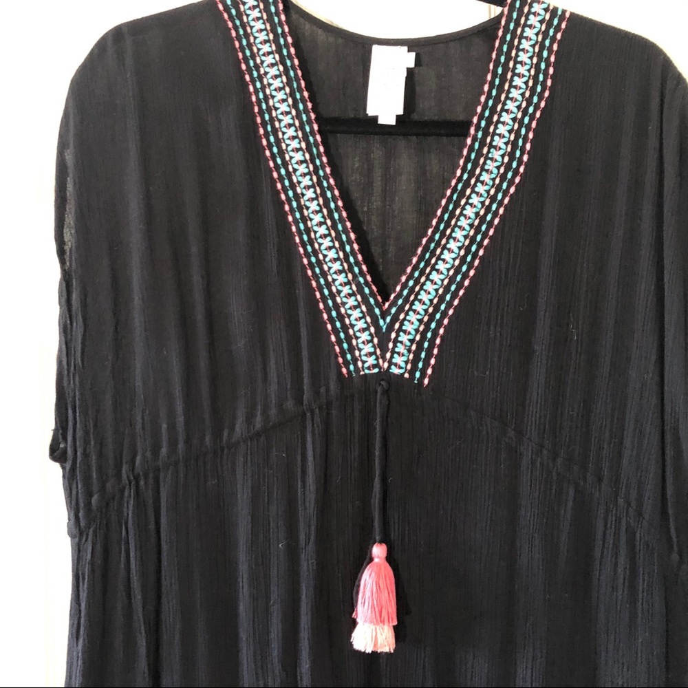 Seafolly Black Boho Tunic Embroidered lined Dress - Picture 3 of 13